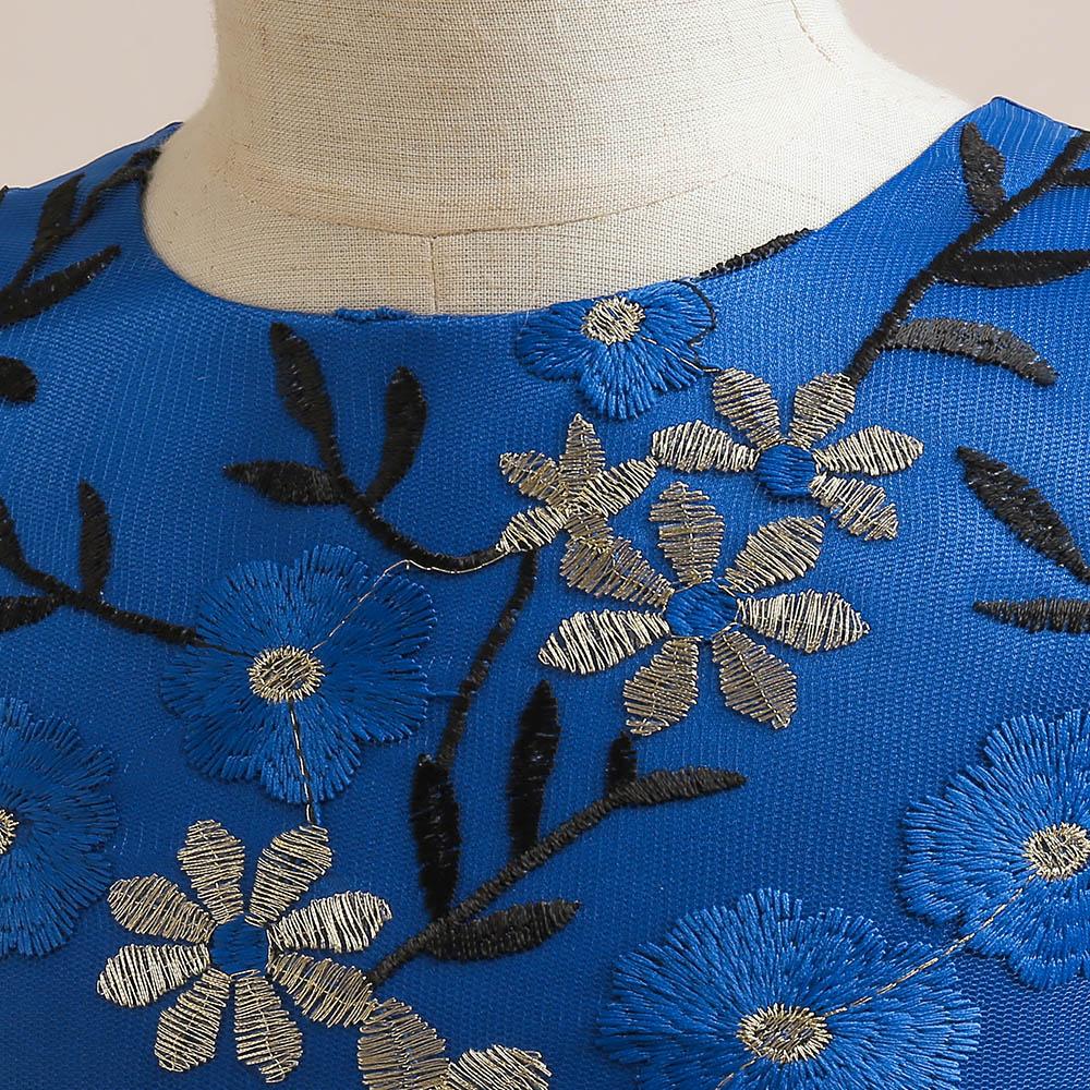 Babyqlo - Beautiful Embroidery Mesh Overlay Maxi Gown Party Dress - Royal Blue