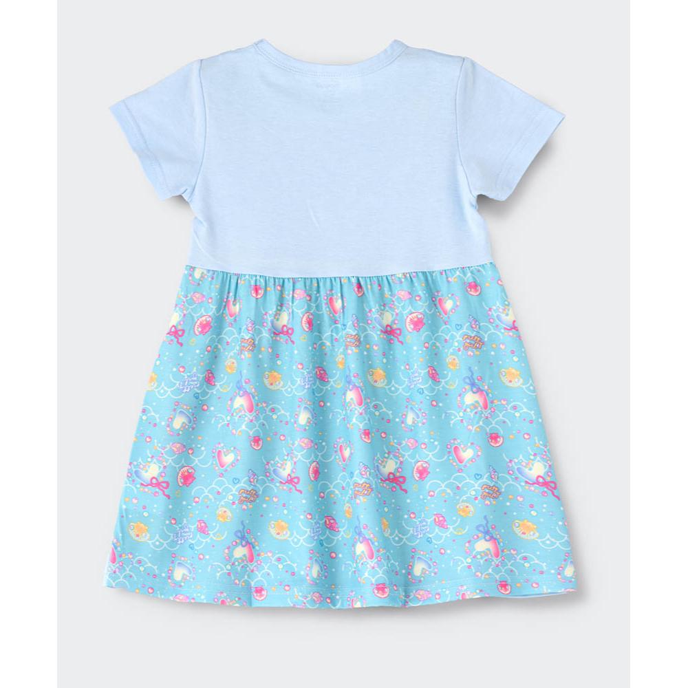 Babyqlo - Mermaid Printed Spaghetti Strap Dress With Attached Tees For Girls - Sky Blue