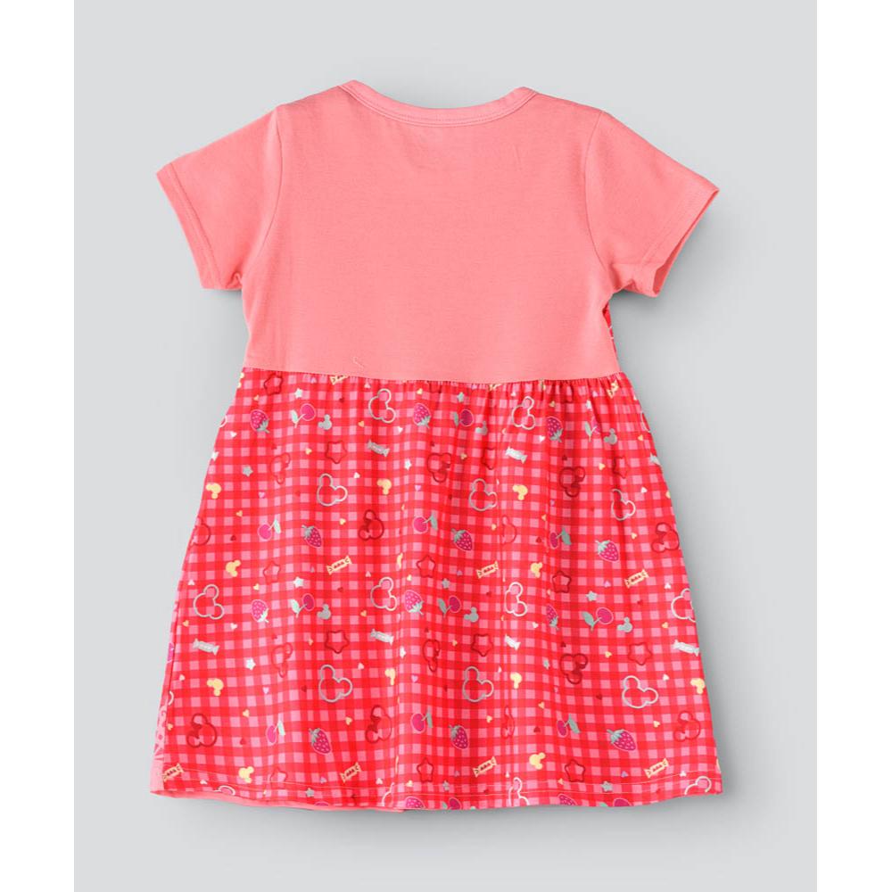 Babyqlo - Minnie Printed Spaghetti Strap Dress With Attached Tees For Girls - Red