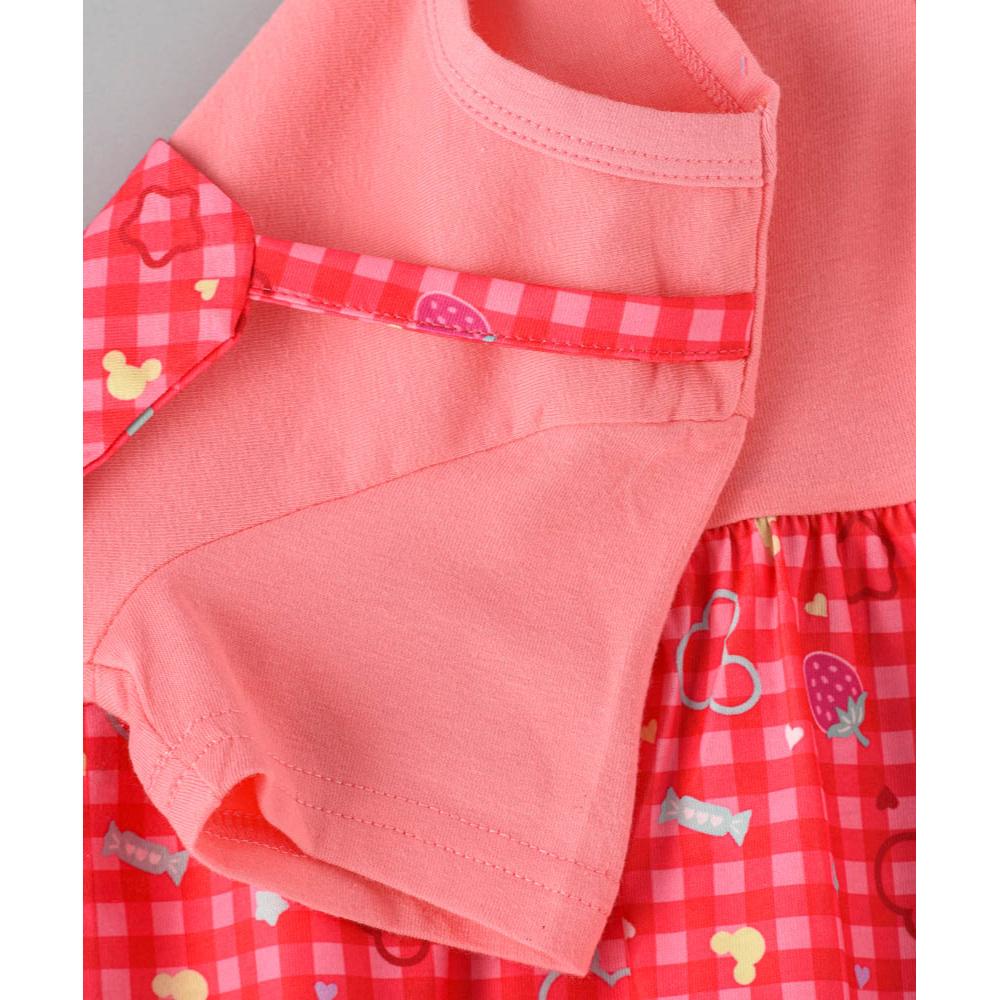 Babyqlo - Minnie Printed Spaghetti Strap Dress With Attached Tees For Girls - Red