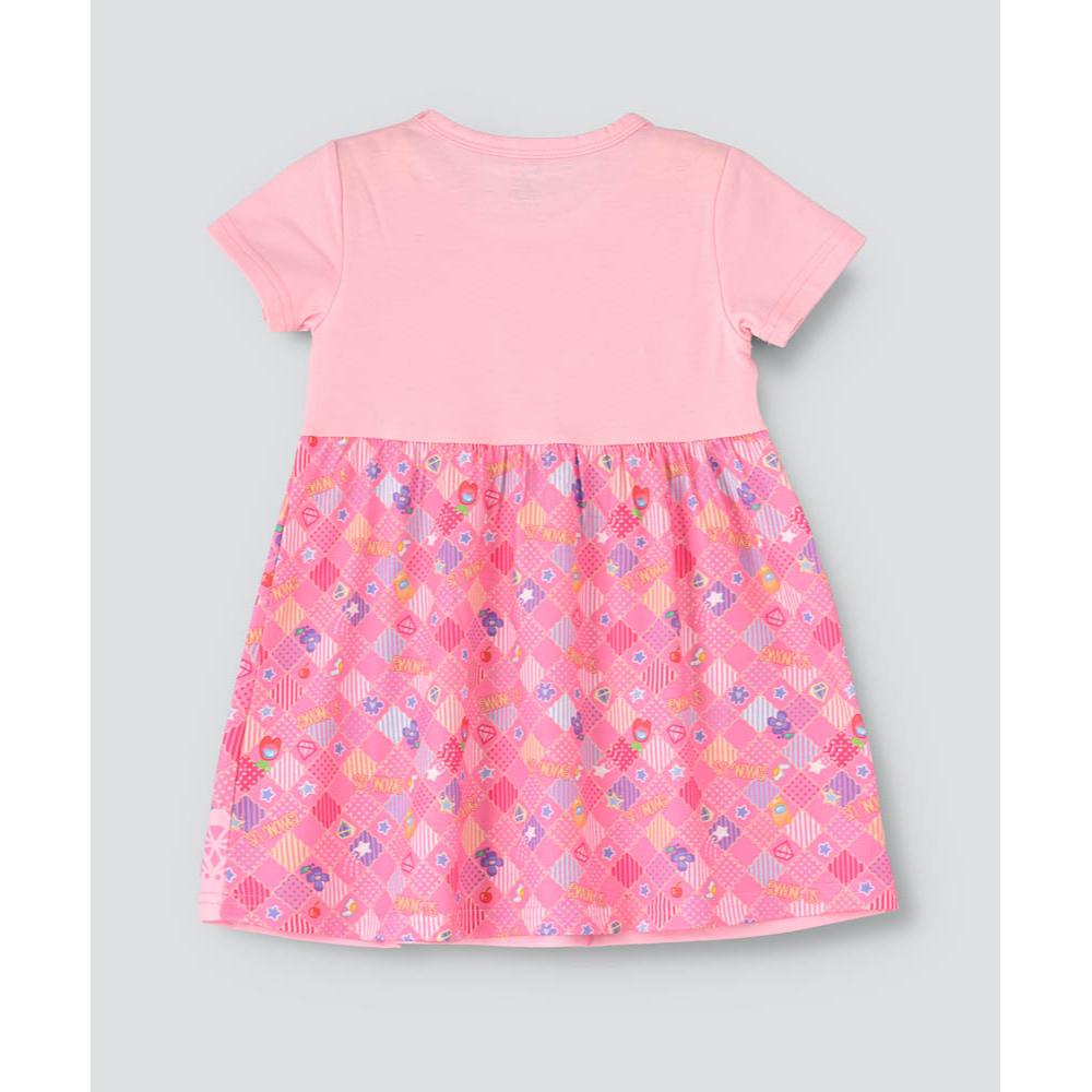 Babyqlo - One Shoulder Printed Spaghetti Dress With Attached T-shirt For Girls - Pink