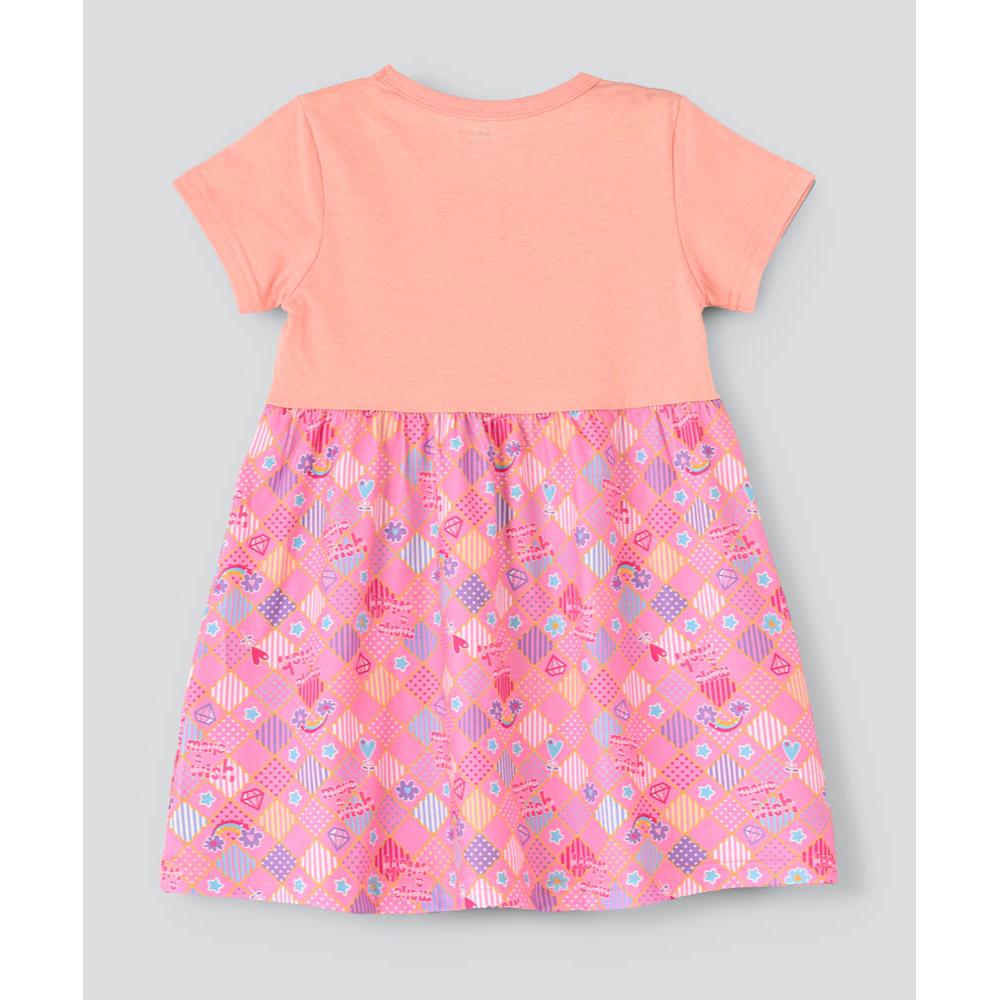 Babyqlo - One Shoulder Unicorn Printed Spaghetti Dress With Attached T-shirt For Girls - Pink