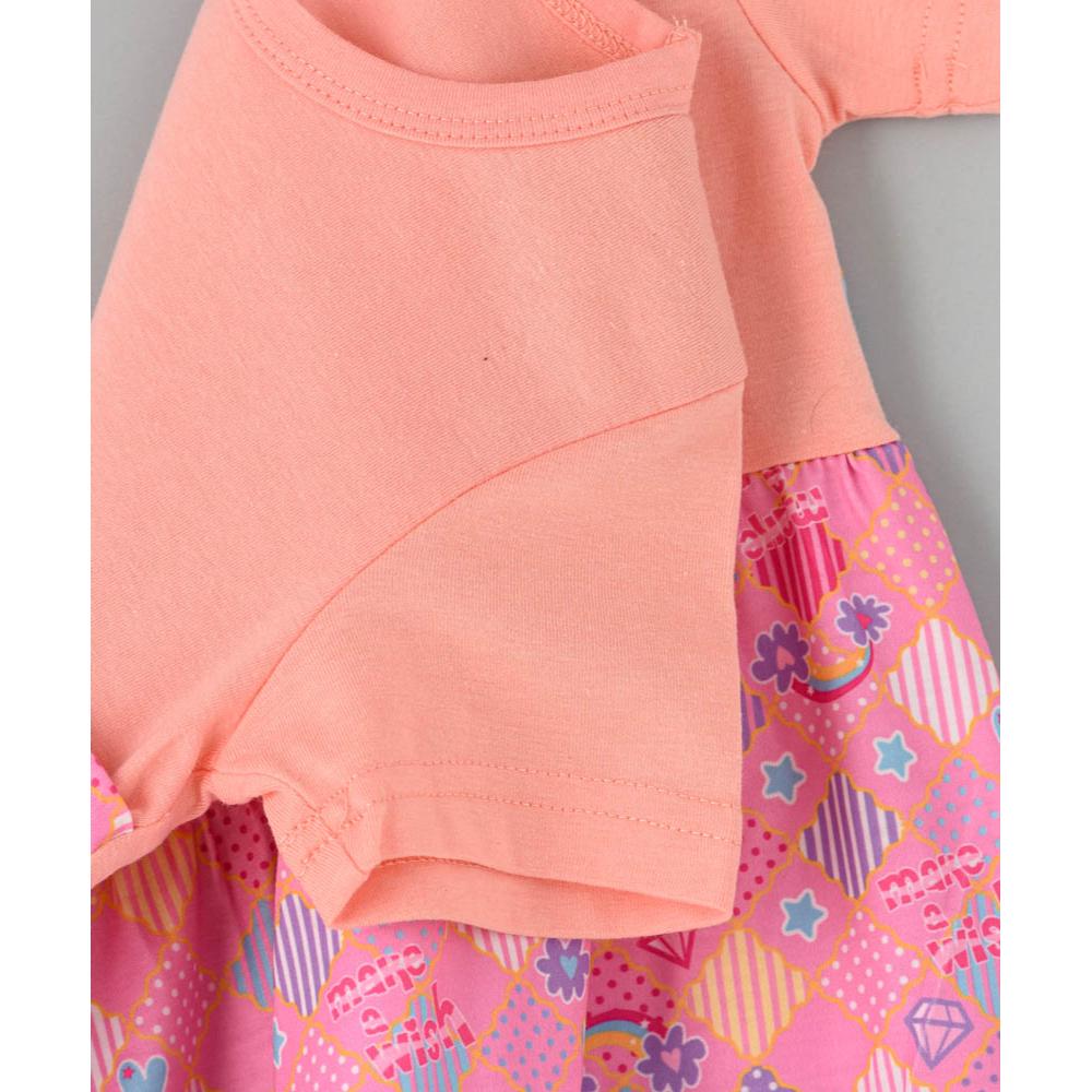 Babyqlo - One Shoulder Unicorn Printed Spaghetti Dress With Attached T-shirt For Girls - Pink