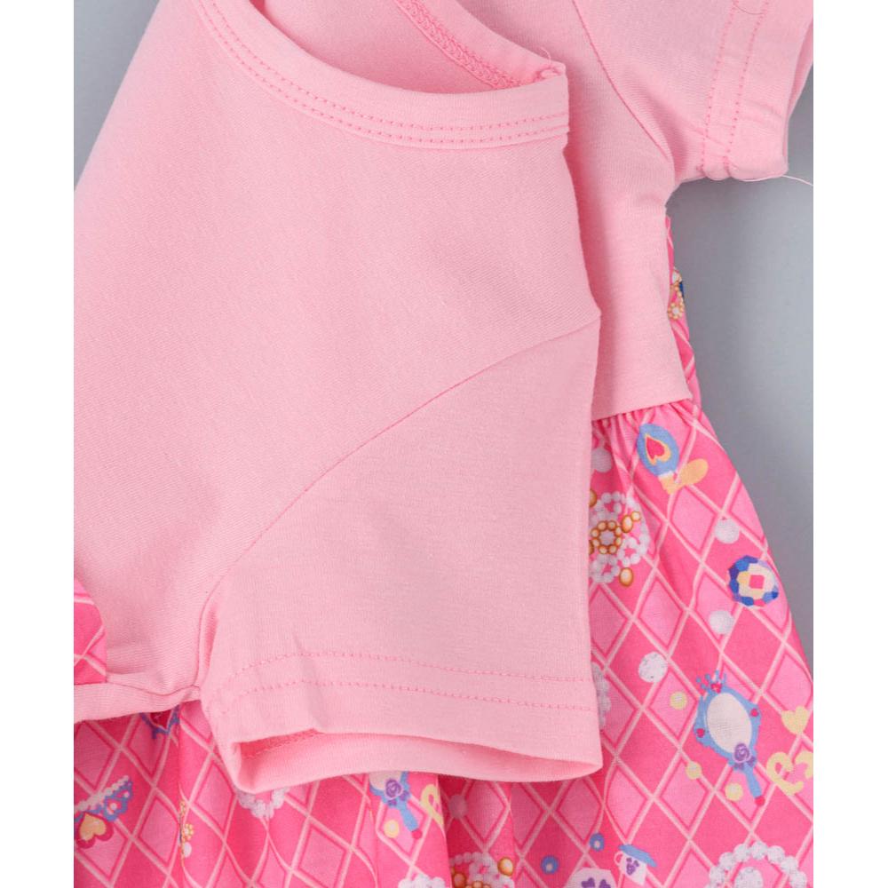 Babyqlo - Princess Printed Spaghetti Dress With Attached T-shirt For Girls - Pink