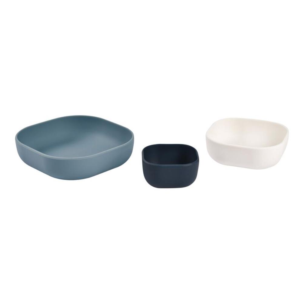 Beaba - Silicone Nesting Bowl Set - Night Blue Cotton Baltic Blue - 3 Pcs
