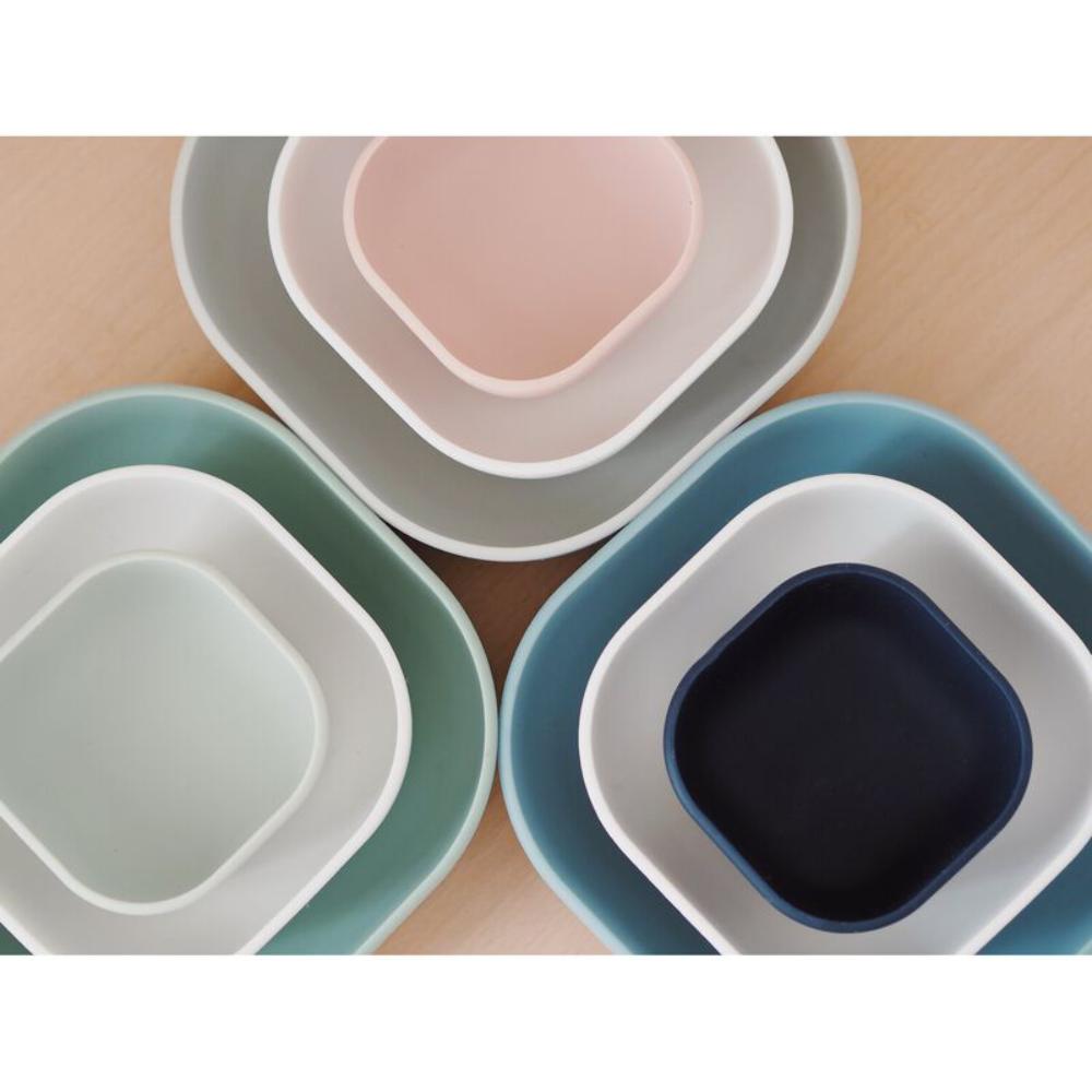 Beaba - Silicone Nesting Bowl Set - Night Blue Cotton Baltic Blue - 3 Pcs