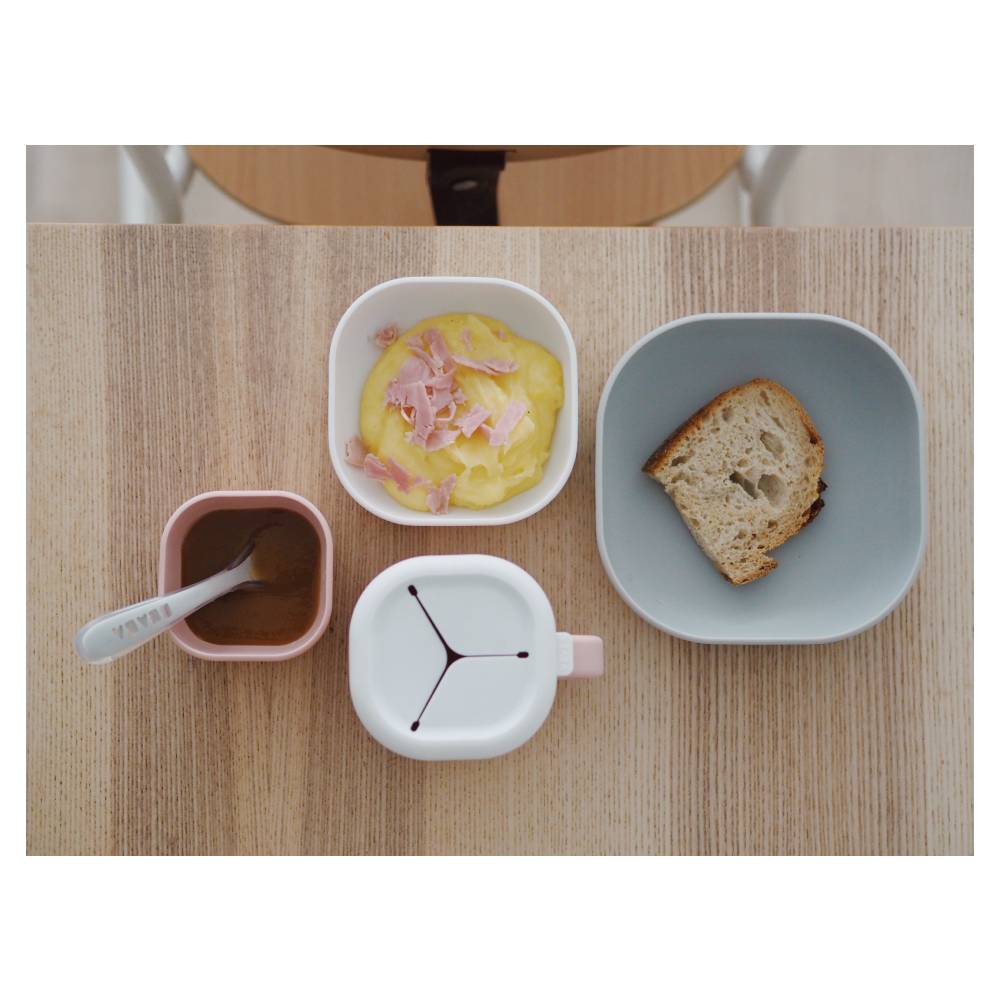 Beaba - Silicone Nesting Bowl Set - Velvet Grey Cotton Dusty Rose - 3 Pcs