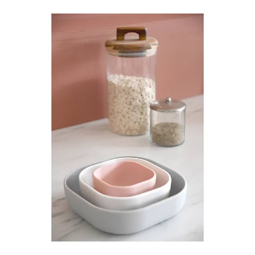 Beaba - Silicone Nesting Bowl Set - Velvet Grey Cotton Dusty Rose - 3 Pcs