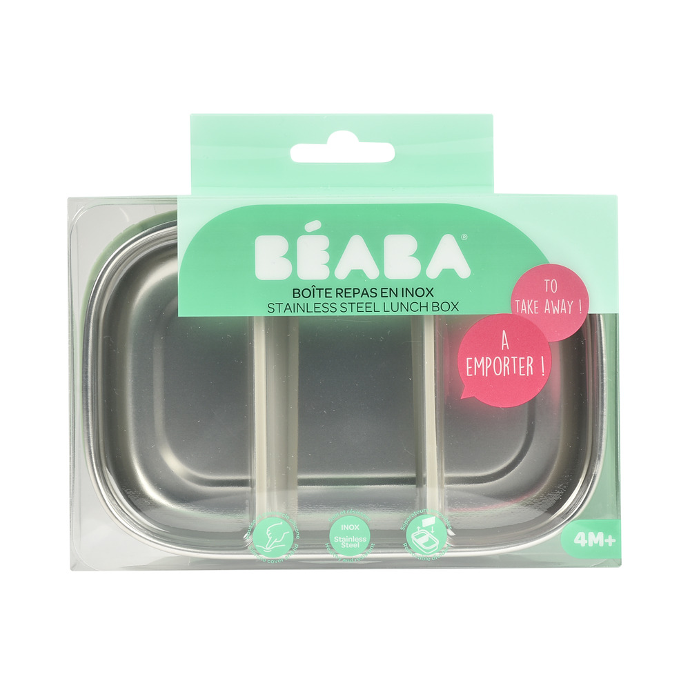 Beaba - Stainless Steel Lunch Box - Velvet Grey Sage Green