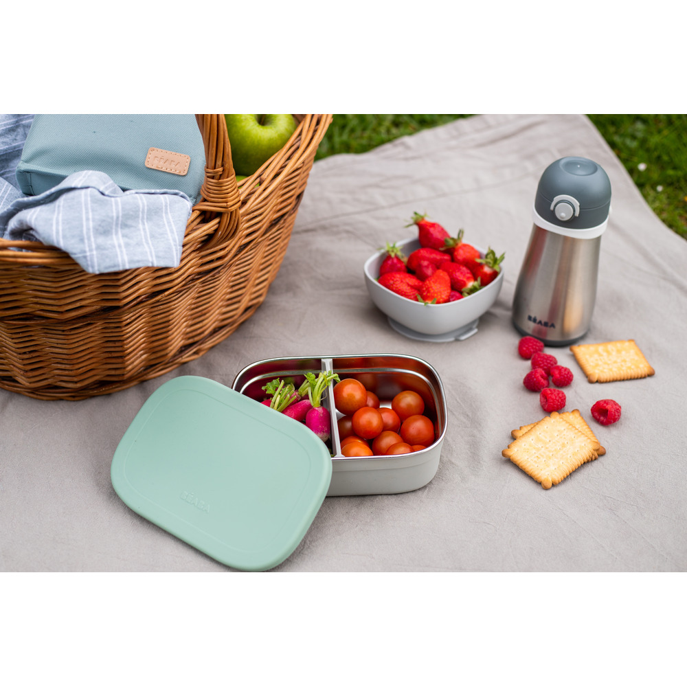 Beaba - Stainless Steel Lunch Box - Velvet Grey Sage Green