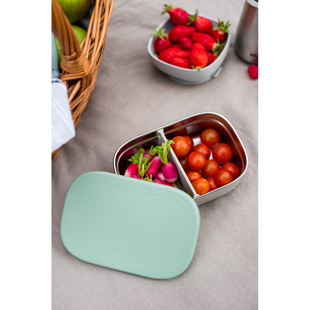 Beaba - Stainless Steel Lunch Box - Velvet Grey Sage Green