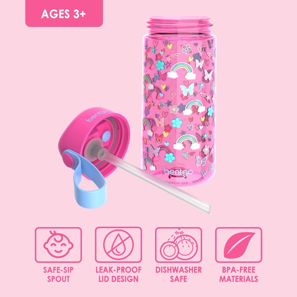 Bentgo - Kinds Water Bottle 450 ml - Rainbow & Butterflies