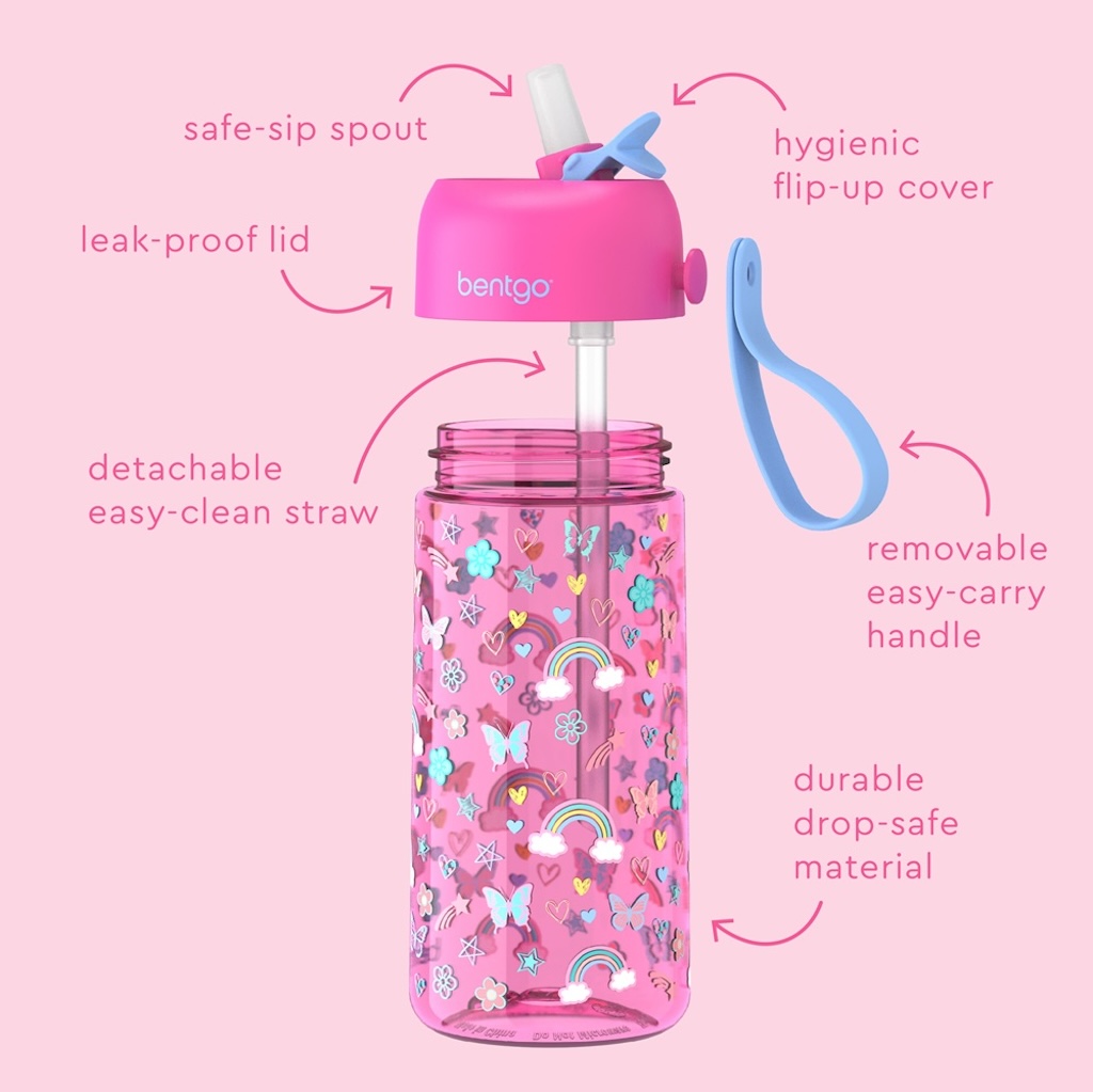 Bentgo - Kinds Water Bottle 450 ml - Rainbow & Butterflies