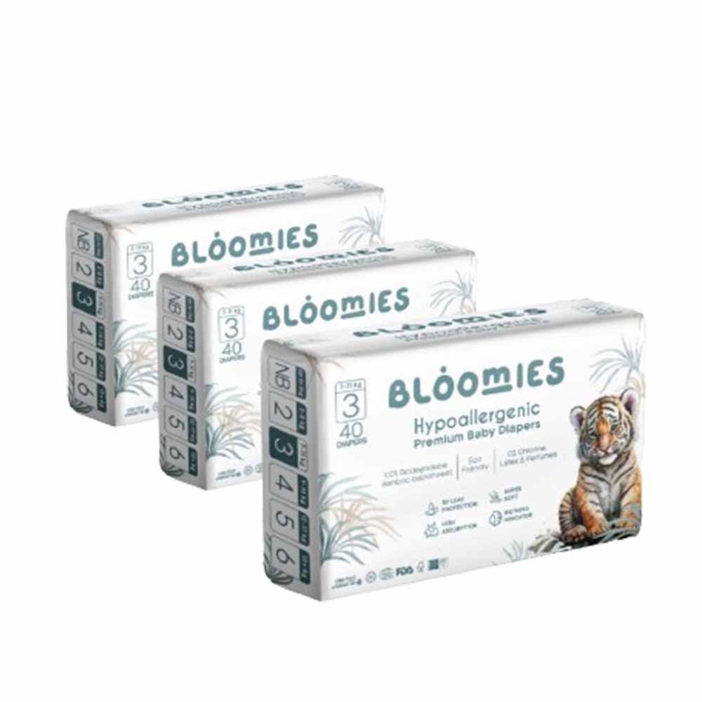 Bloomies -3X40pcs Premium Baby Diapers- Size 3 (6-11kg)