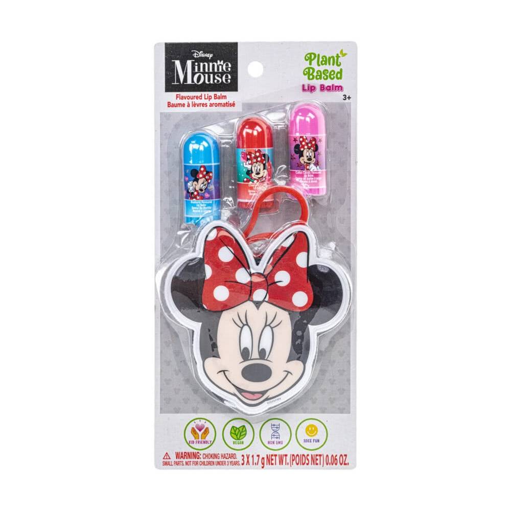 Townley Girl - Disney Minnie Mouse Lip Balm Trio with Keychain Bag Plant Based