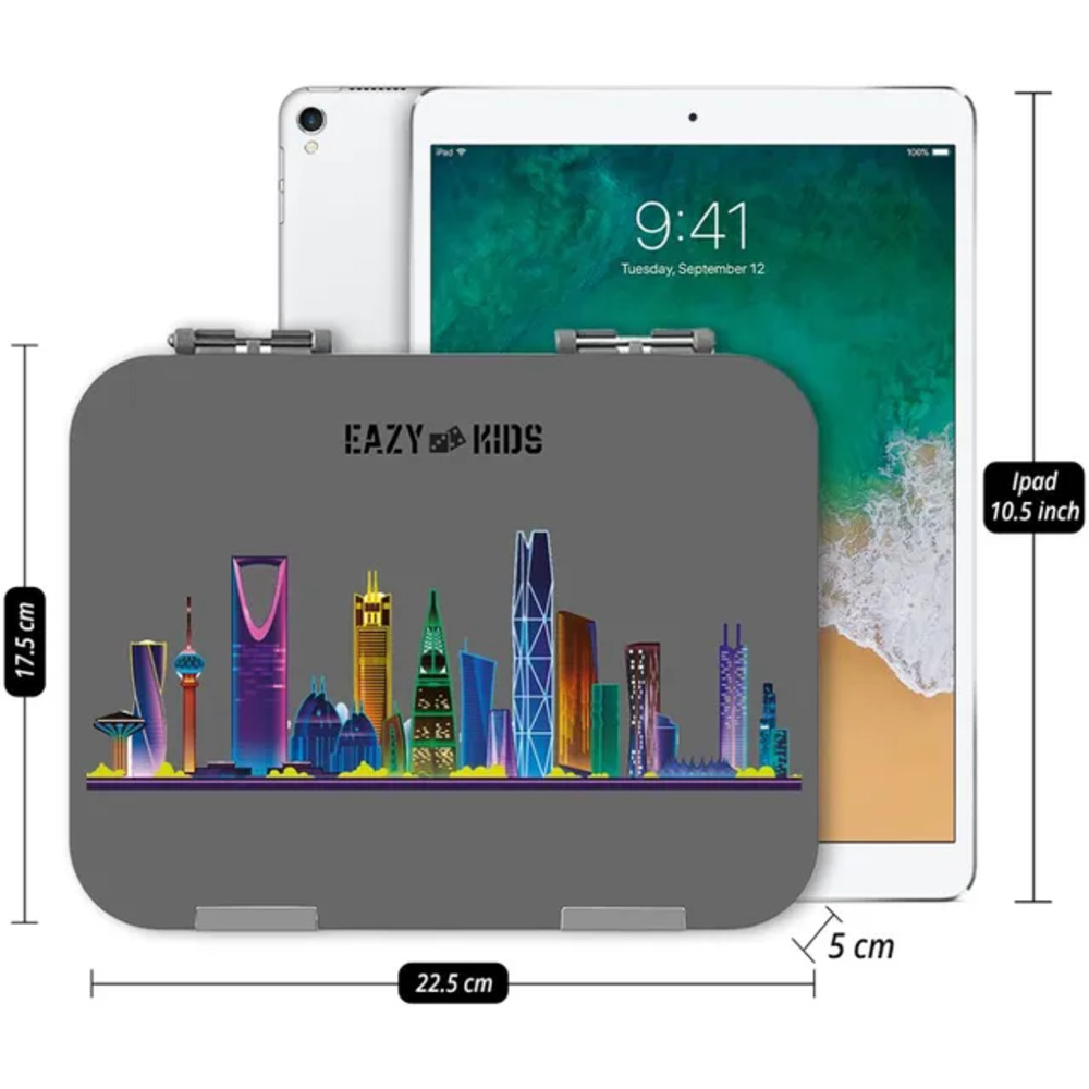 Eazy Kids - 4 Compartment Bento Lunch Box - Love Saudi Grey