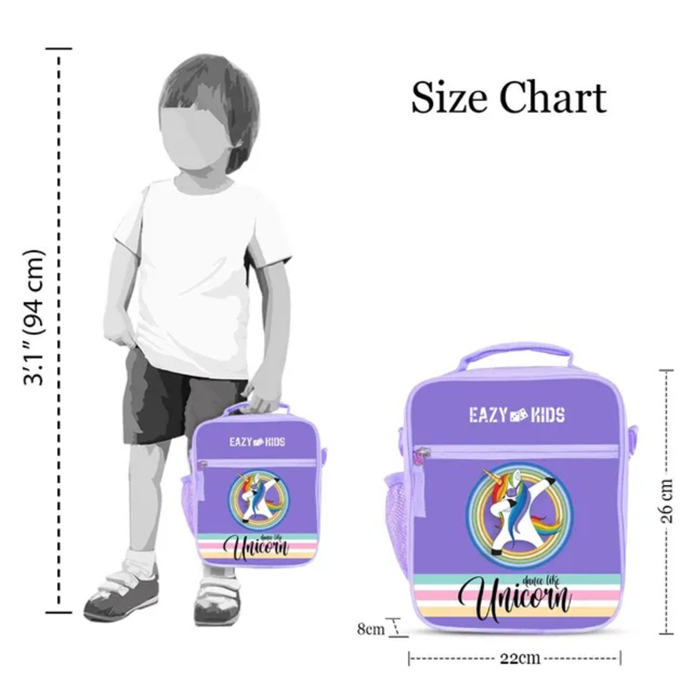 Eazy Kids - Bento Boxes with Insulated Lunch Bag - Unicorn Purple