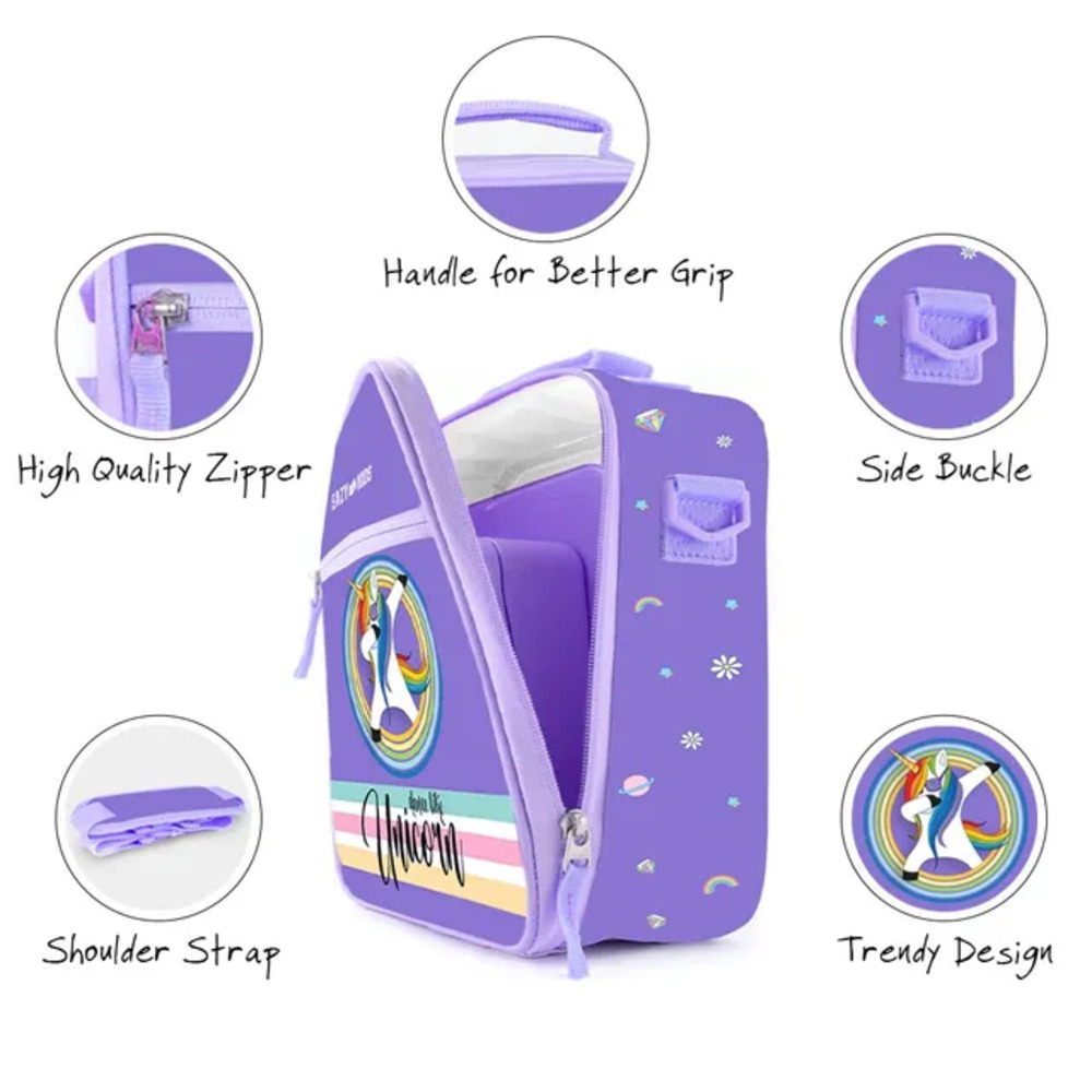 Eazy Kids - Bento Boxes with Insulated Lunch Bag - Unicorn Purple