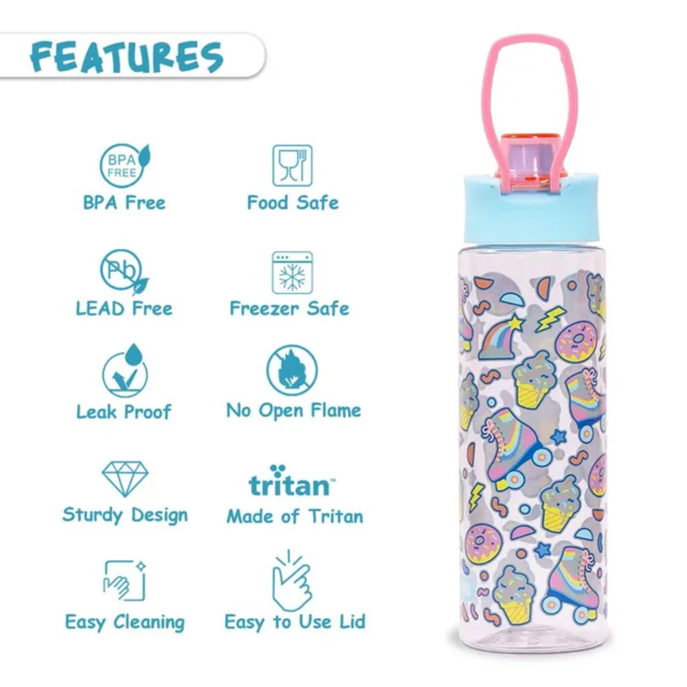 Eazy Kids - Gen Z Skater Tritan Water Bottle with Lid 750ml - Blue