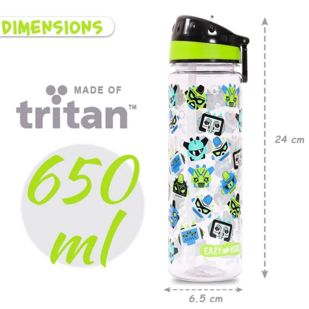 Eazy Kids - Gen Z Tritan Water Bottle with Handle 650ml - Black