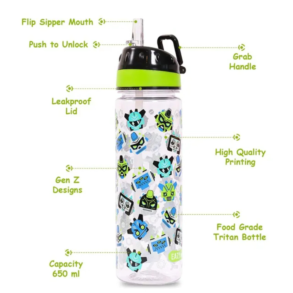 Eazy Kids - Gen Z Tritan Water Bottle with Handle 650ml - Black