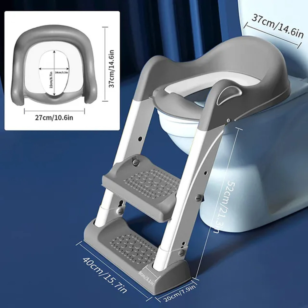 Eazy Kids - Step Stool Foldable Potty Trainer Seat - Grey