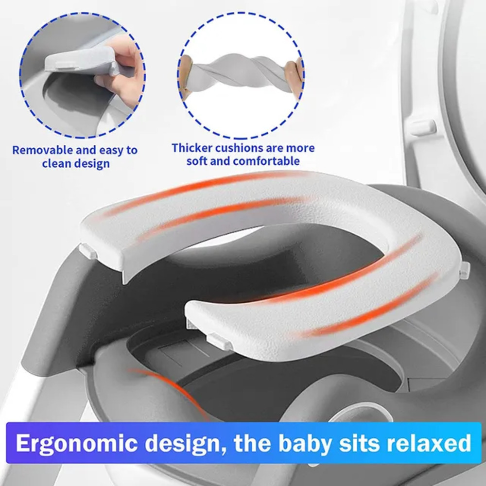 Eazy Kids - Step Stool Foldable Potty Trainer Seat - Grey