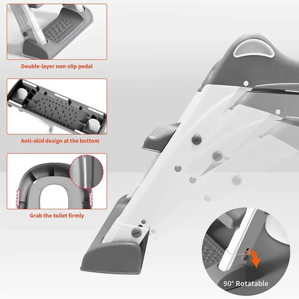 Eazy Kids - Step Stool Foldable Potty Trainer Seat - Grey