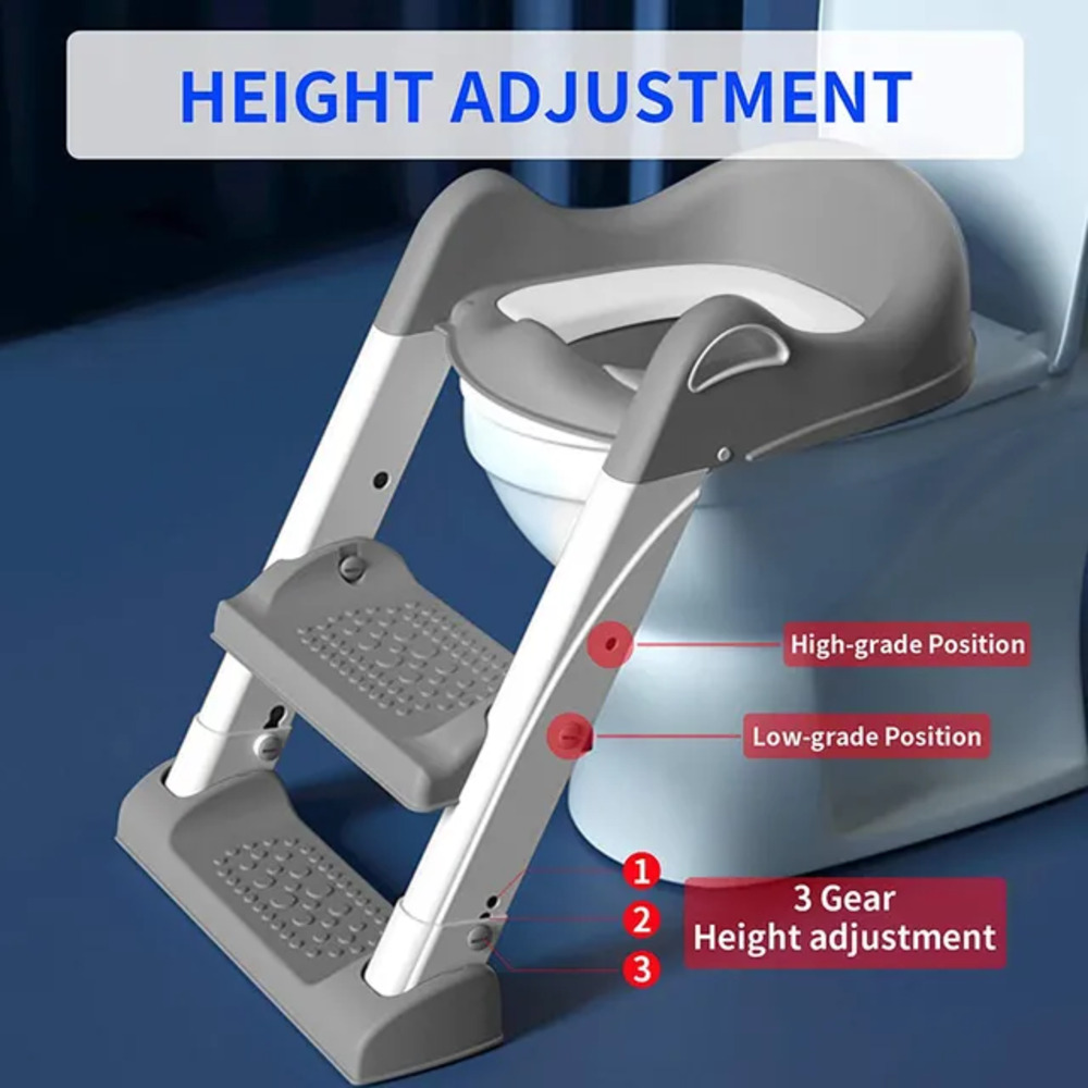 Eazy Kids - Step Stool Foldable Potty Trainer Seat - Grey