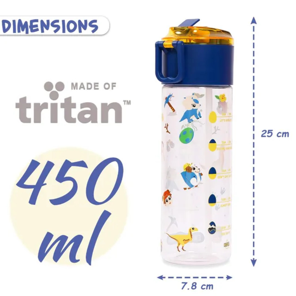 Eazy Kids - T-Rex Tritan Water Bottle with Snack Box 450ml - Blue