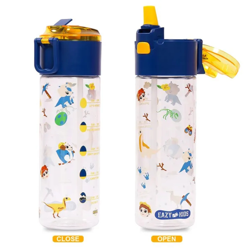 Eazy Kids - T-Rex Tritan Water Bottle with Snack Box 450ml - Blue