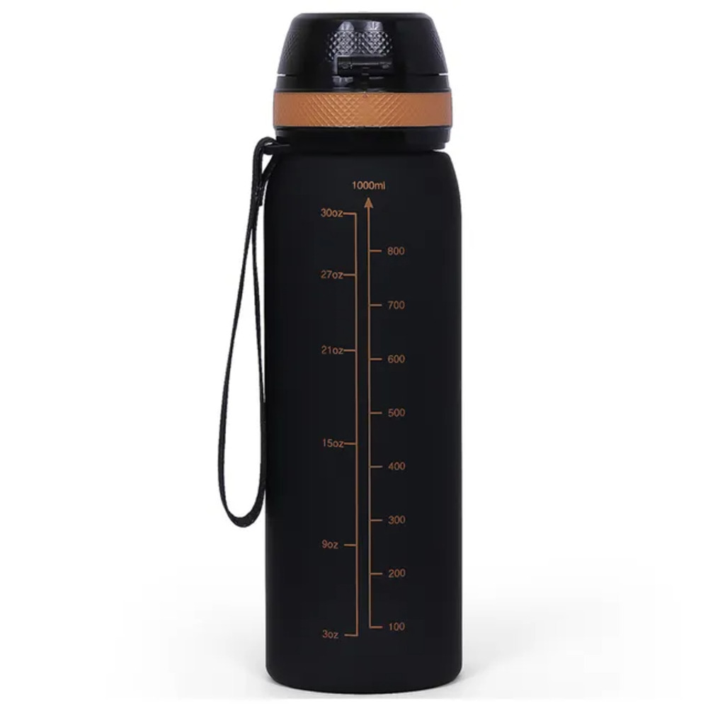Eazy Kids - Water Bottle with Strap 1000ml - Black