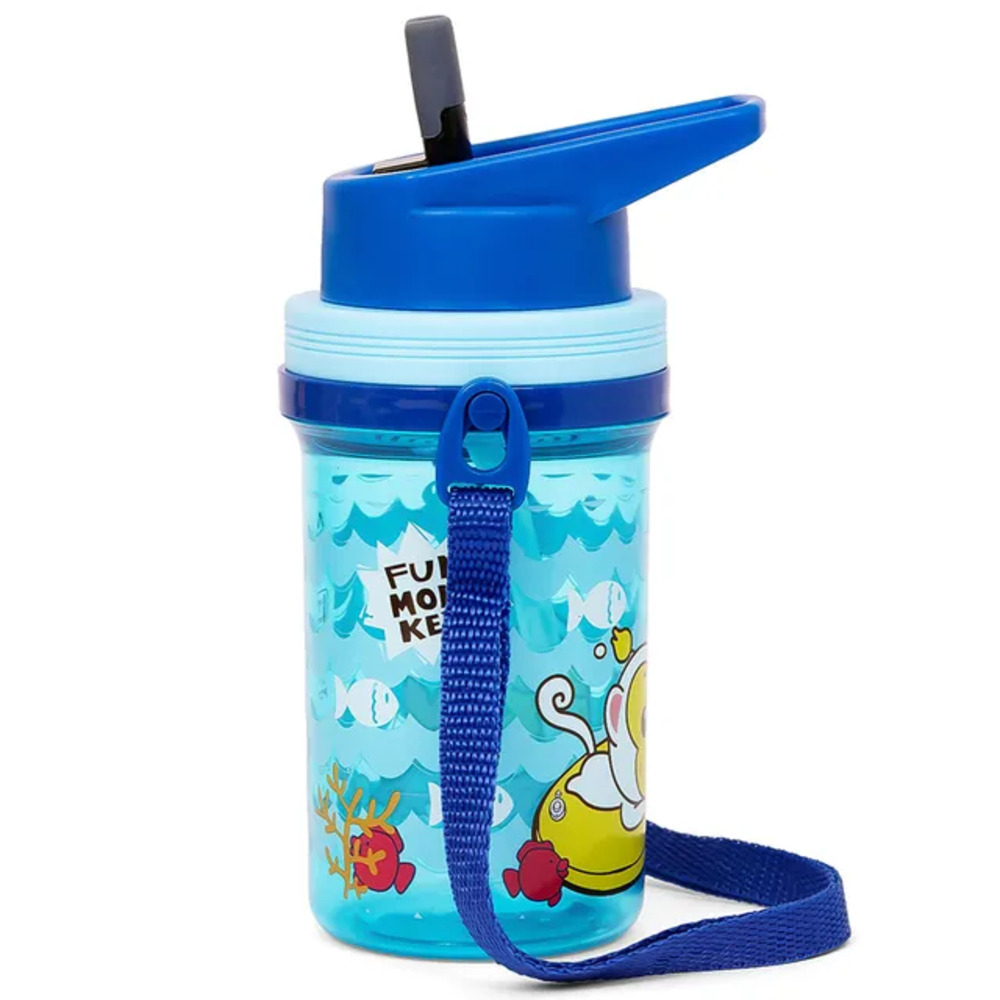 Eazy Kids - Water Bottle with Straw & Strap 500ml - Blue
