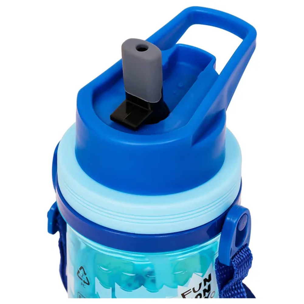 Eazy Kids - Water Bottle with Straw & Strap 500ml - Blue