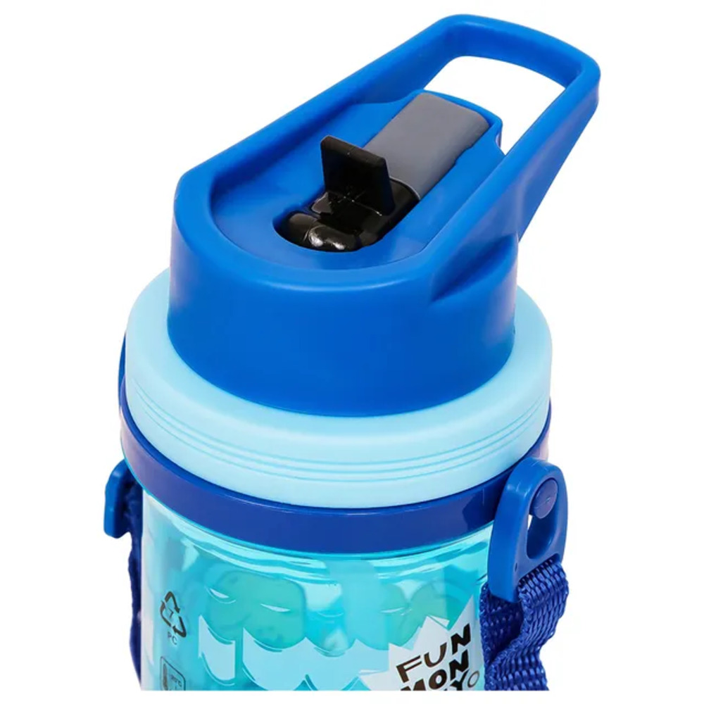 Eazy Kids - Water Bottle with Straw & Strap 500ml - Blue