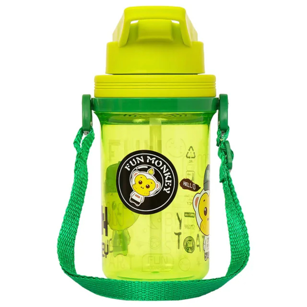 Eazy Kids - Water Bottle with Straw & Strap 500ml - Green