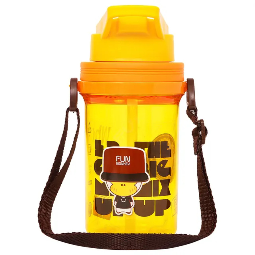 Eazy Kids - Water Bottle with Straw & Strap 500ml - Yellow