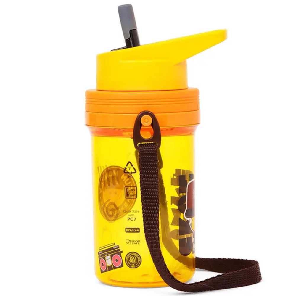 Eazy Kids - Water Bottle with Straw & Strap 500ml - Yellow