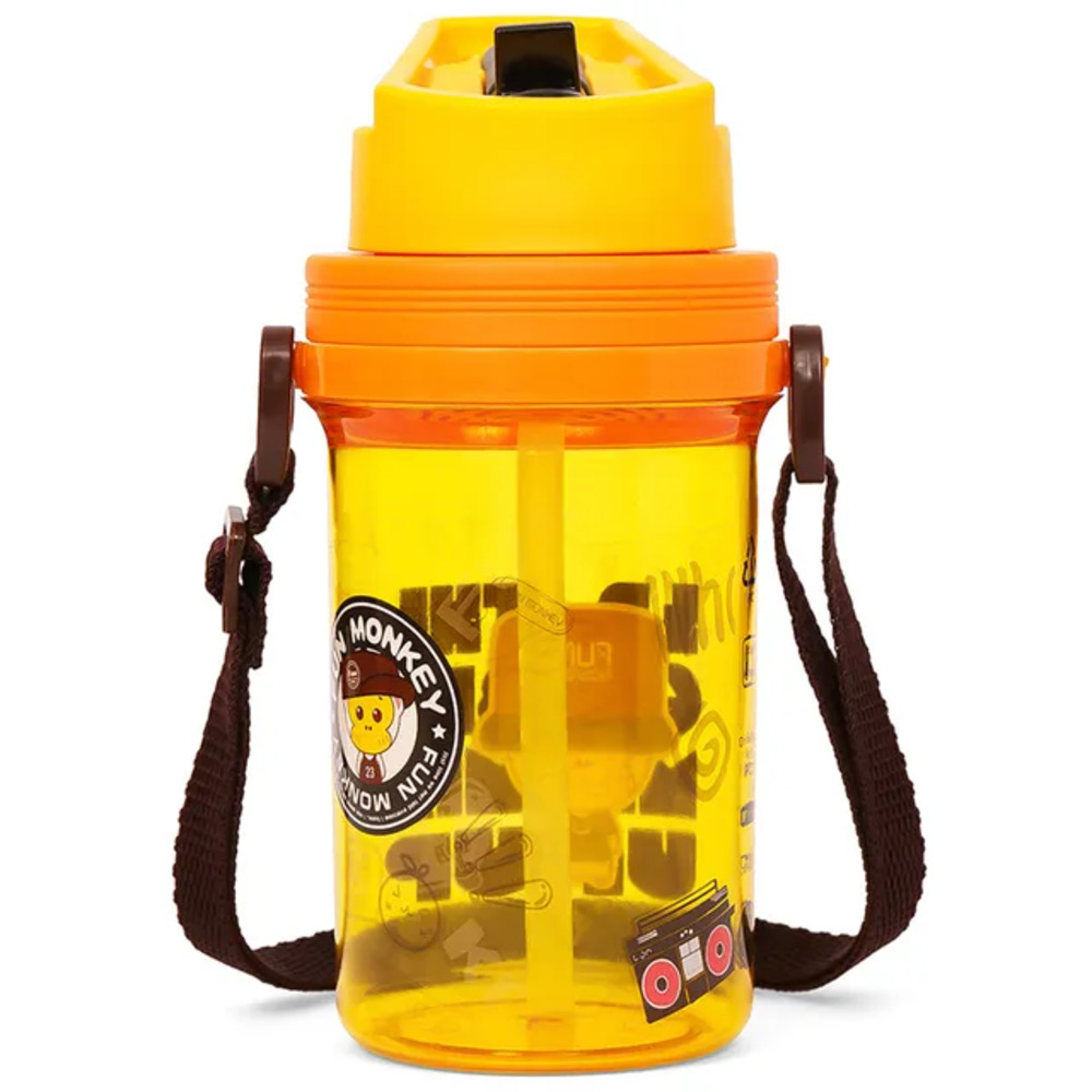 Eazy Kids - Water Bottle with Straw & Strap 500ml - Yellow