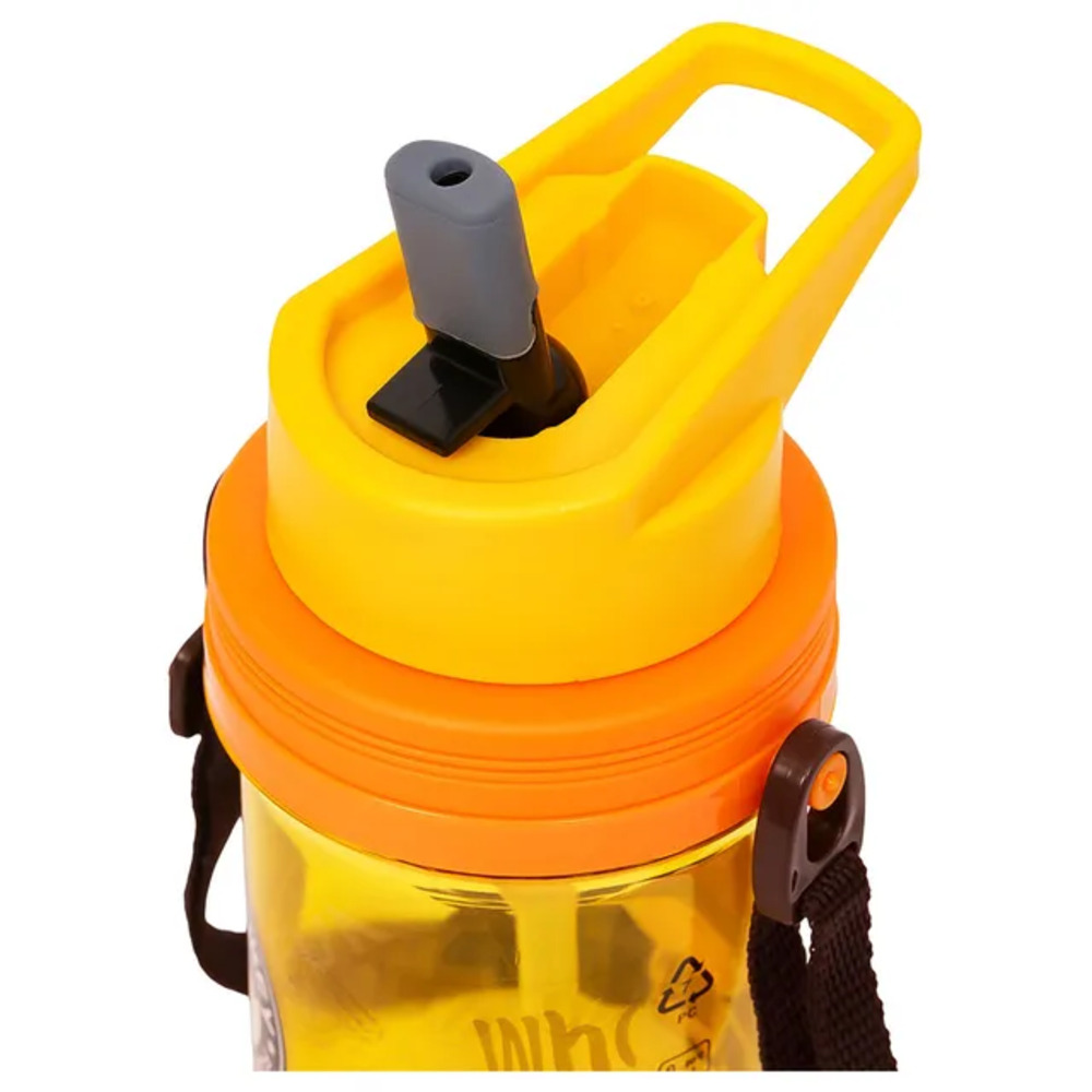 Eazy Kids - Water Bottle with Straw & Strap 500ml - Yellow