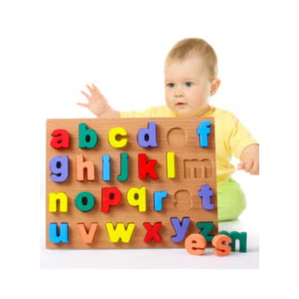 Factory Price - Turquoise Wooden Abc Puzzle Lowercase Alphabetic