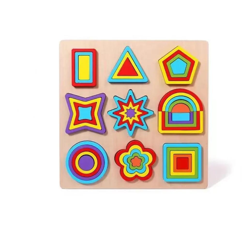 Factory Price - Wooden Geometric Shapes Block Puzzles - 43pcs