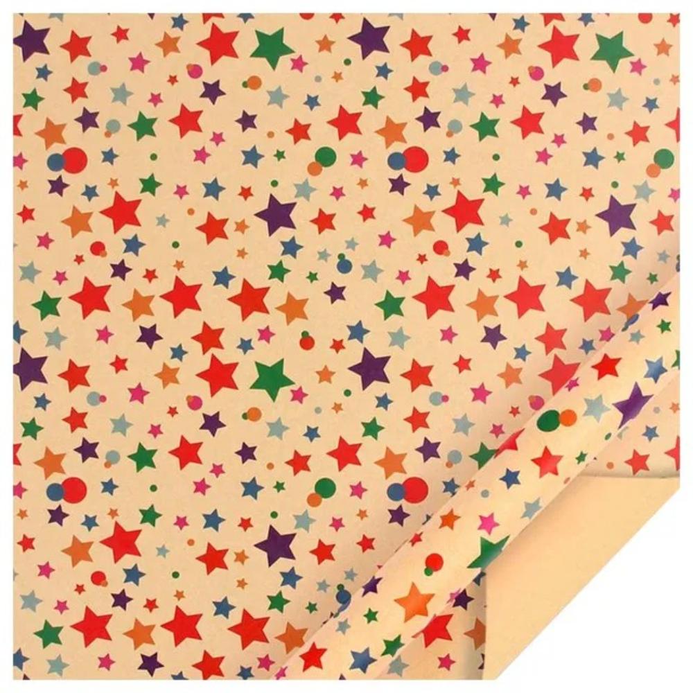 Generic - Birthday Star Printed Kraft Wrapping Paper - 6pcs