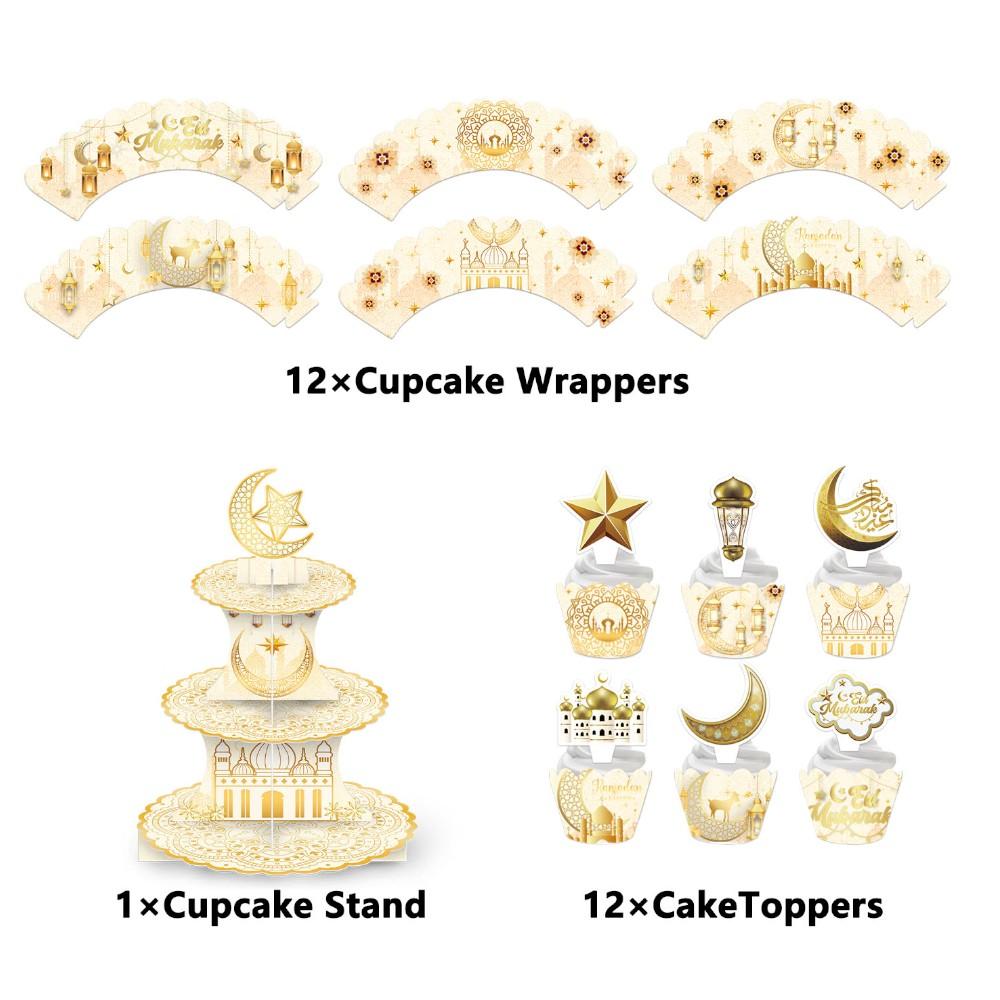 Highland - 3 Tier Eid Ramadan Cupcake Stand Toppers & Wrappers