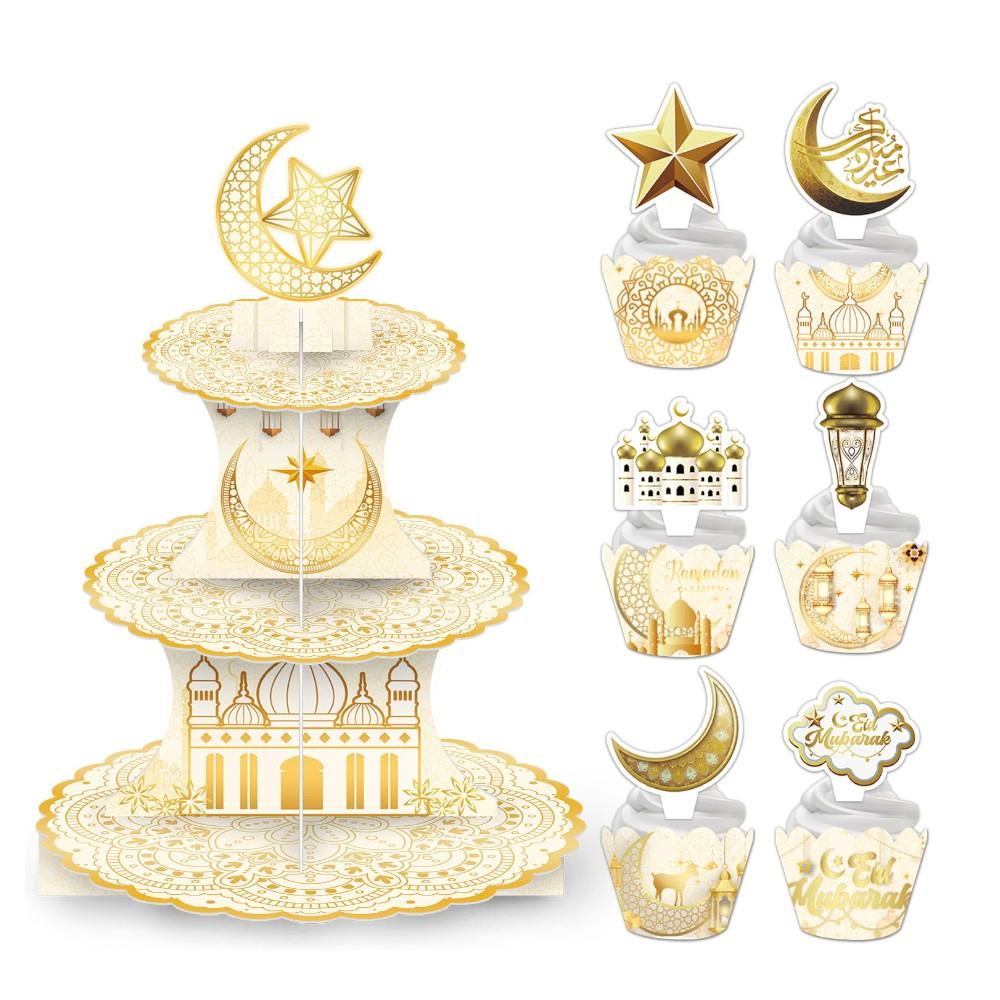 Highland - 3 Tier Eid Ramadan Cupcake Stand Toppers & Wrappers