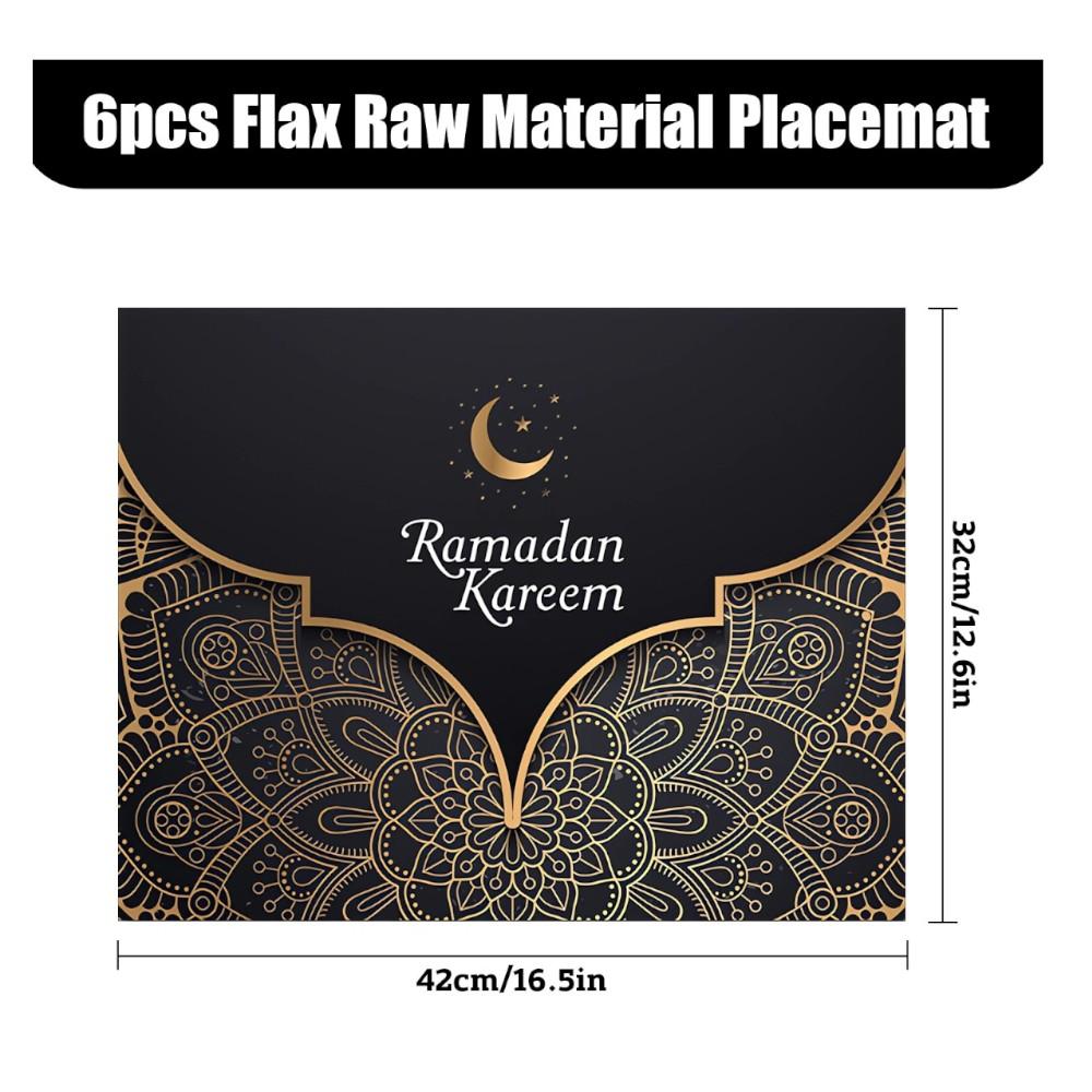 Highland - 6 Pcs Ramadan Kareem Placemats - Black & Gold