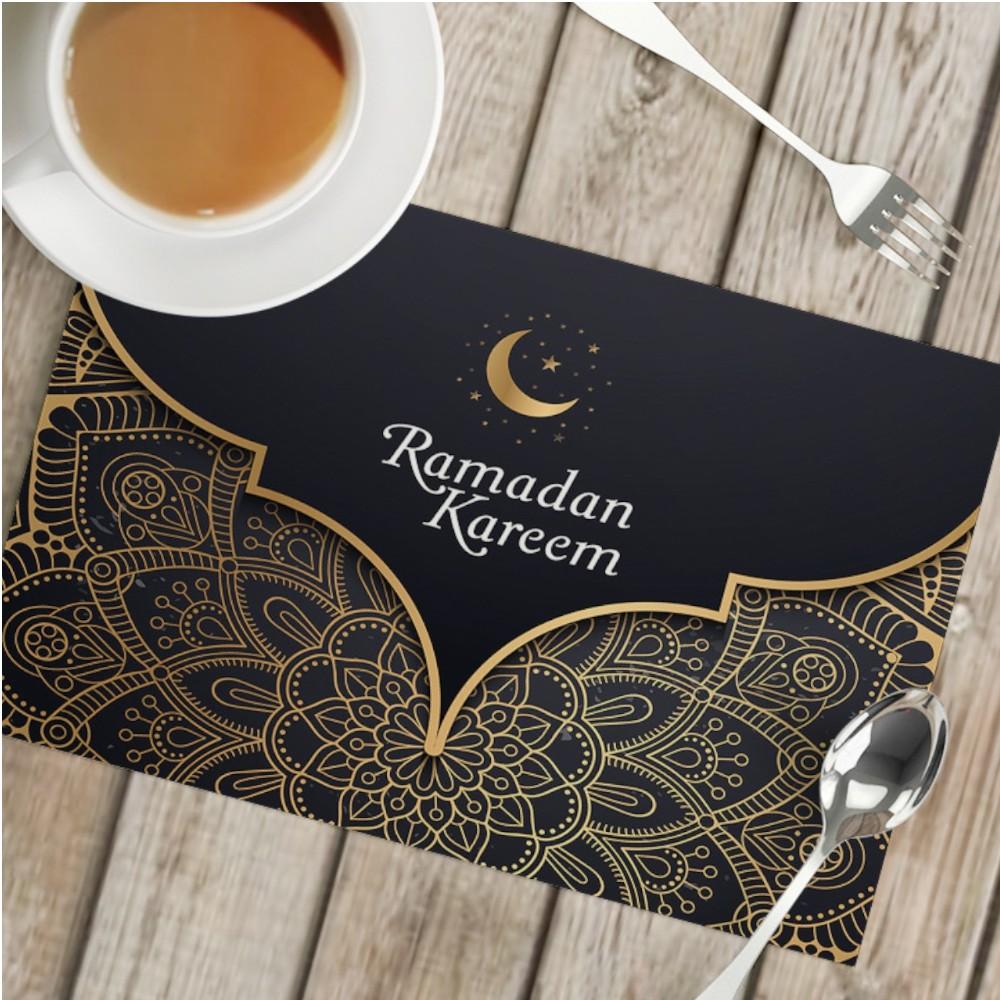 Highland - 6 Pcs Ramadan Kareem Placemats - Black & Gold