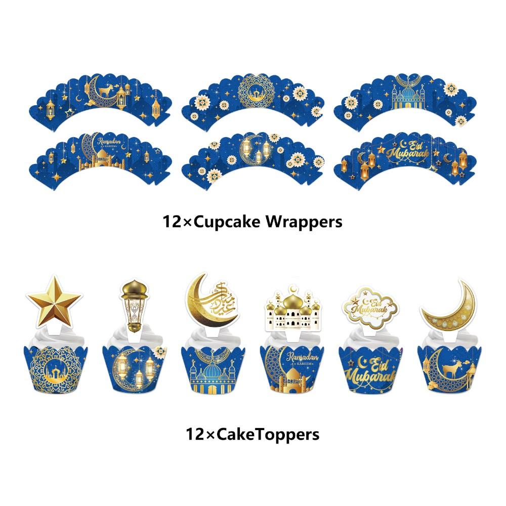 Highland - Eid Mubarak Cake Toppers and Wrappers Set - 25Pcs
