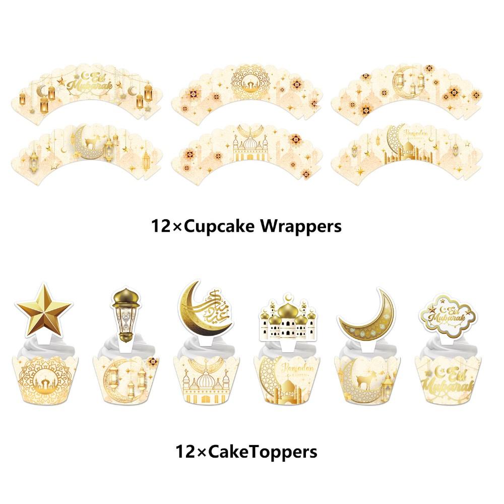 Highland - Eid Mubarak Cake Toppers and Wrappers Set - 25Pcs