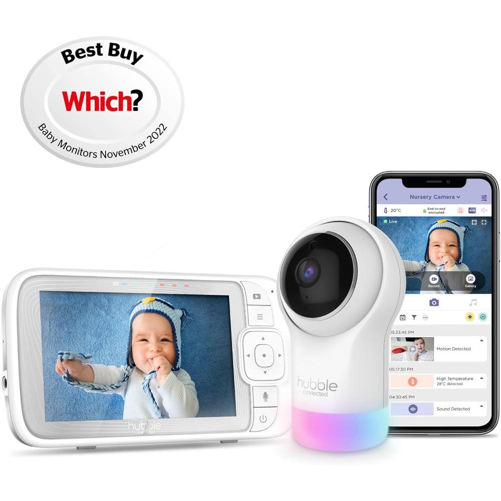 Hubble Connected Nursery Pal Glow+ - Smart Baby Monitor for Infants - White